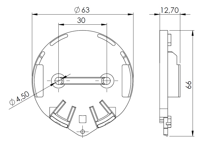 Enregistreur de température Bluetooth dimensions des fixations